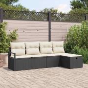 vidaXL Trädgårdsoffset 5 pcs Svart och gräddvit 230 x 117 x 85 cm