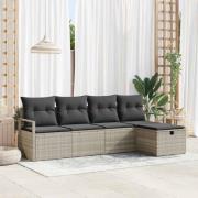 vidaXL Trädgårdsoffset 5 pcs Ljusgrå 230 x 117 x 85 cm Poly rattan