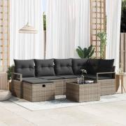 vidaXL Trädgårdsoffset 7 pcs Grå 232 x 122 x 85 cm Poly rattan