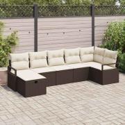 vidaXL Trädgårdsoffset 7 pcs Brun och gräddvit 287 x 122 x 85 cm