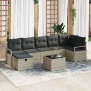 vidaXL Trädgårdsoffset 8 pcs Ljusgrå 287 x 122 x 85 cm Poly rattan