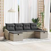 vidaXL Trädgårdsoffset med kudde 6 pcs Ljusgrå Poly rattan