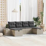 vidaXL Trädgårdsoffset med kudde 6 pcs Ljusgrå Poly rattan
