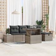 vidaXL Trädgårdsoffset 7 pcs Grå Poly rattan