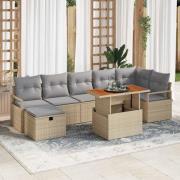 vidaXL Trädgårdsoffset med kudde med lagring 8 pcs Beige Poly rattan