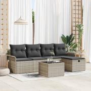 vidaXL Trädgårdsoffset med kudde med lagring 6 pcs Ljusgrå Poly rattan