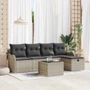 vidaXL Trädgårdsoffset med kudde med lagring 6 pcs Ljusgrå Poly rattan