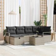 vidaXL Trädgårdsoffset med kudde med lagring 7 pcs Ljusgrå Poly rattan