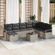 vidaXL Trädgårdsoffset 8 pcs Ljusgrå Poly rattan