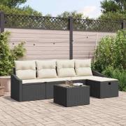 vidaXL Trädgårdsoffset 6 pcs Svart 55 x 55 x 37 cm Poly rattan