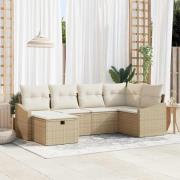 vidaXL Trädgårdsoffset 6 pcs Beige 55 x 62 x 69 cm Poly rattan