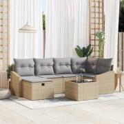 vidaXL Trädgårdsoffset 7 pcs Beige 55 x 62 x 69 cm Poly rattan