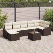 vidaXL Trädgårdsoffset 8 pcs Brun 55 x 62 x 69 cm Poly rattan