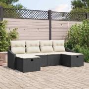 vidaXL Trädgårdsoffset 6 pcs Svart 55 x 62 x 69 cm Poly rattan