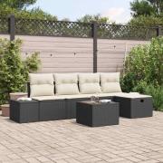 vidaXL Trädgårdsoffset 6 pcs Svart 55 x 62 x 69 cm Poly rattan
