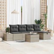 vidaXL Trädgårdsoffset 6 pcs Ljusgrå 55 x 62 x 69 cm Poly rattan