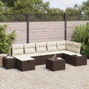 vidaXL Trädgårdsoffset 8 pcs Brun 55 x 62 x 69 cm Poly rattan