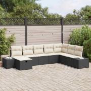 vidaXL Trädgårdsoffset 8 pcs Svart 55 x 62 x 69 cm Poly rattan
