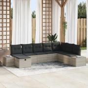 vidaXL Trädgårdsoffset 8 pcs Ljusgrå 55 x 62 x 69 cm Poly rattan