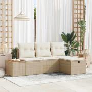 vidaXL Trädgårdsoffset 4 pcs Beige 55 x 62 x 69 cm Poly rattan