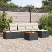vidaXL Trädgårdsoffset 6 pcs Svart 55 x 62 x 69 cm Poly rattan