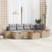 vidaXL Trädgårdsoffset 7 pcs Beige 55 x 62 x 69 cm Poly rattan