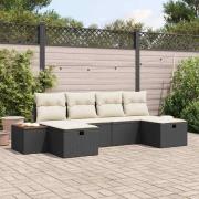 vidaXL Trädgårdsoffset 6 pcs Svart 55 x 62 x 69 cm Poly rattan