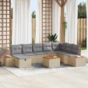 vidaXL Trädgårdsoffset 9 pcs Beige 55 x 62 x 69 cm Poly rattan