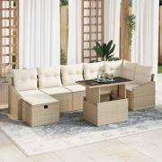 vidaXL Trädgårdsoffset Höjdjusterbar 8 pcs Beige konstrotting