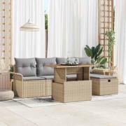 vidaXL Trädgårdsoffset 6 pcs Beige konstrotting