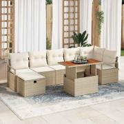 vidaXL Trädgårdsoffset 8 pcs Beige konstrotting
