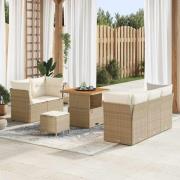 vidaXL Trädgårdsoffset Höjdjusterbar 8 pcs Beige konstrotting