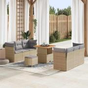 vidaXL Trädgårdsoffset Höjdjusterbar 9 pcs Beige konstrotting