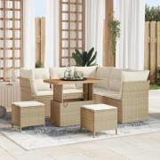 vidaXL Trädgårdsoffset Höjdjusterbar 8 pcs Beige konstrotting