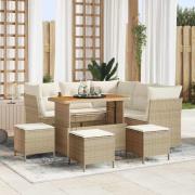 vidaXL Trädgårdsoffset Höjdjusterbar 9 pcs Beige konstrotting