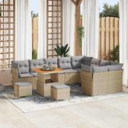 vidaXL Trädgårdsoffset 12 pcs Beige konstrotting