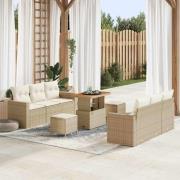 vidaXL Trädgårdsoffset Höjdjusterbar 9 pcs Beige konstrotting