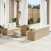 vidaXL Trädgårdsoffset 10 pcs Beige konstrotting
