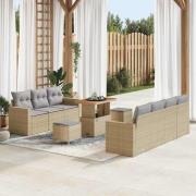 vidaXL Trädgårdsoffset 10 pcs Beige konstrotting