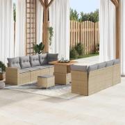 vidaXL Trädgårdsoffset Höjdjusterbar 11 pcs Beige konstrotting
