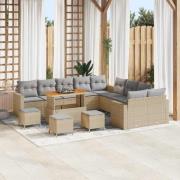 vidaXL Trädgårdsoffset 14 pcs Beige konstrotting