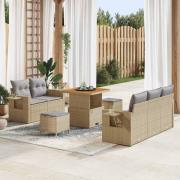 vidaXL Trädgårdsoffset 8 pcs Beige konstrotting