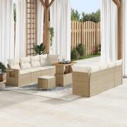 vidaXL Trädgårdsoffset med lagring 11 pcs Beige Poly rattan