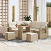 vidaXL Trädgårdsoffset 8 pcs Beige konstrotting
