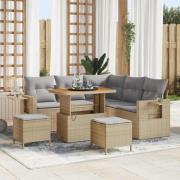 vidaXL Trädgårdsoffset 8 pcs Beige konstrotting