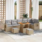 vidaXL Trädgårdsoffset Höjdjusterbar 9 pcs Beige konstrotting