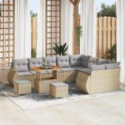 vidaXL Trädgårdsoffset 12 pcs Beige konstrotting