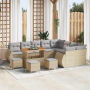 vidaXL Trädgårdsoffset 13 pcs Beige konstrotting
