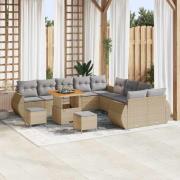 vidaXL Trädgårdsoffset 13 pcs Beige konstrotting