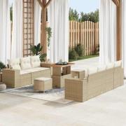 vidaXL Trädgårdsoffset 10 pcs Beige konstrotting